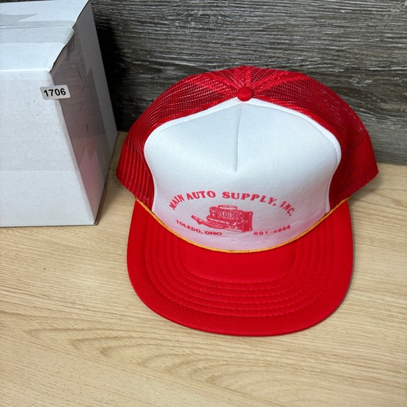 Vintage Main Auto Supply Hat Cap Snapback Red Trucker Toledo Ohio - Picture 11 of 11